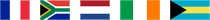 French flag, South African flag, Irish flag, greek flag