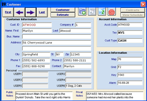 job estimating customer information