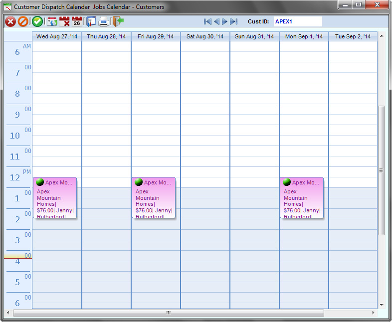 Customer Dispatch Calendar