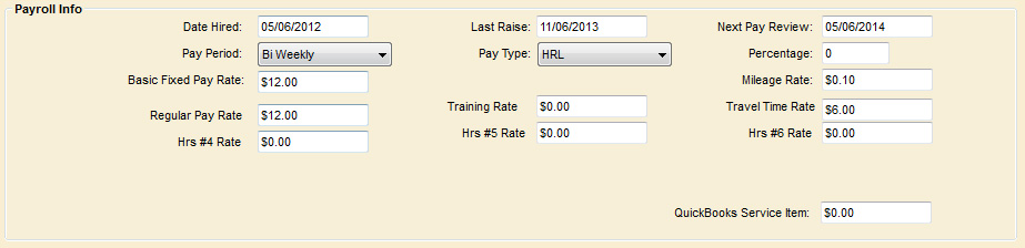 employee payroll information screen