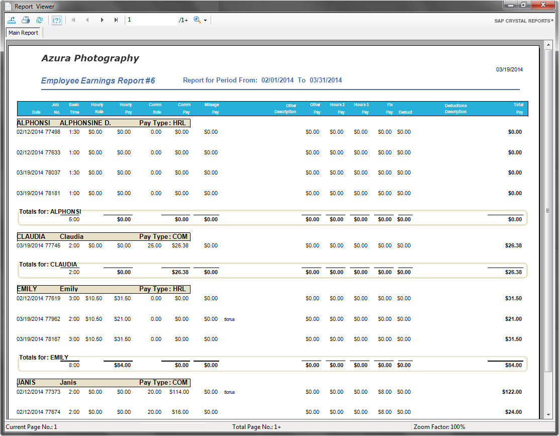 Employee earnings and payroll report