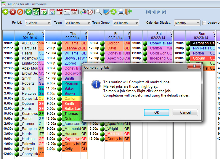 multiple job completions screen