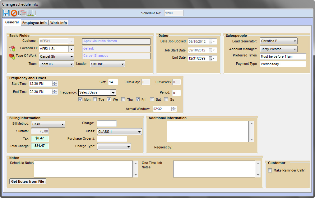 Job Schedule create screen