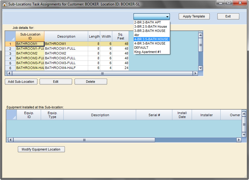 Cleaning or painting task assignments screen