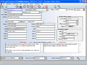 Customer information screen