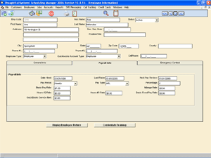 Employee information screen