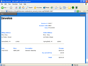 Invoice screen in Scheduling Manager Web