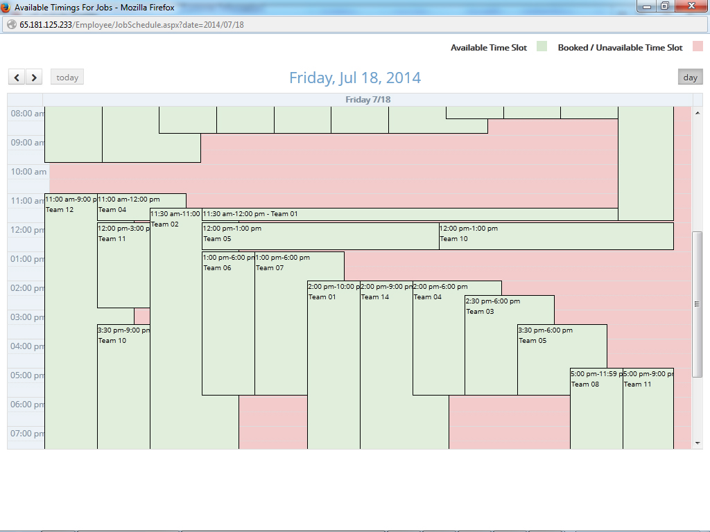 Customer Portal Viewing Available Times