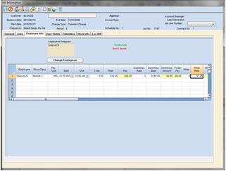 Job scheduling information screen