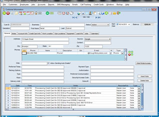 customer information and CRM information screen