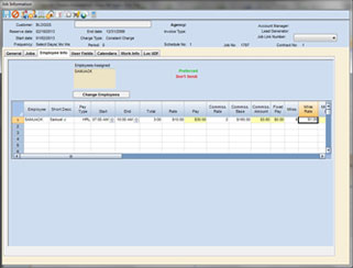 Completions and payroll information screen