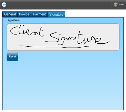 Customer signature on SM-Mobile mobile app